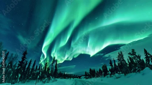 Aurora Phenomenon in the Night Sky