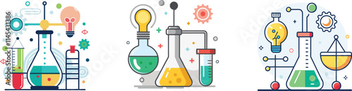 High-Resolution Laboratory Equipment Vector Icon Set Designed for Scientific Graphics