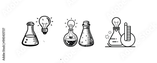 High-Resolution Laboratory Equipment Vector Icon Set Designed for Scientific Graphics