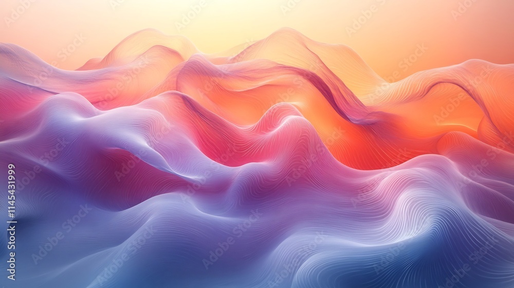 Fototapeta premium Minimalist gradient background with transparent waves ideal for sleek modern designs