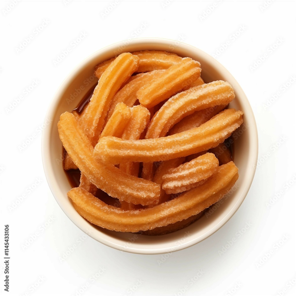 Churros, Isolated white background, flat lay Churros, Isolated white background, flat lay