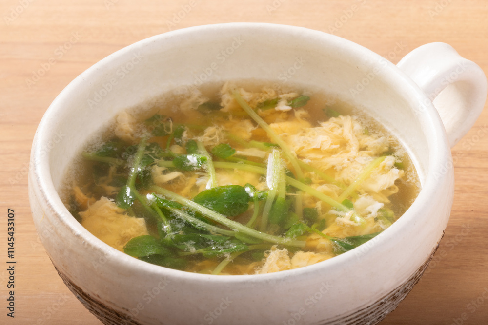 豆苗 卵スープ 豆苗 卵スープ