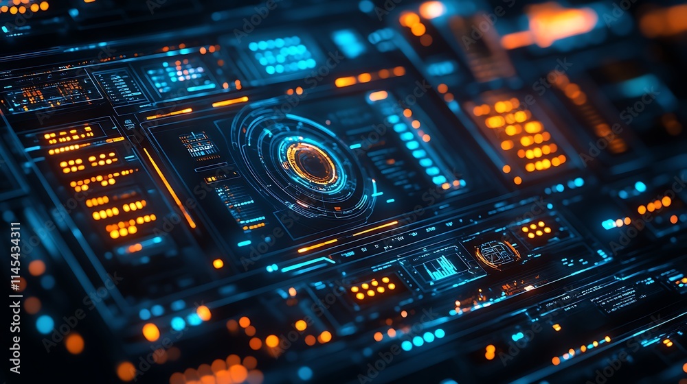 Futuristic Digital Interface System Displays Data Futuristic Digital Interface System Displays Data