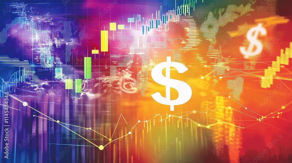 Vibrant Global Business Growth Graph with Currency Symbols Vibrant Global Business Growth Graph with Currency Symbols