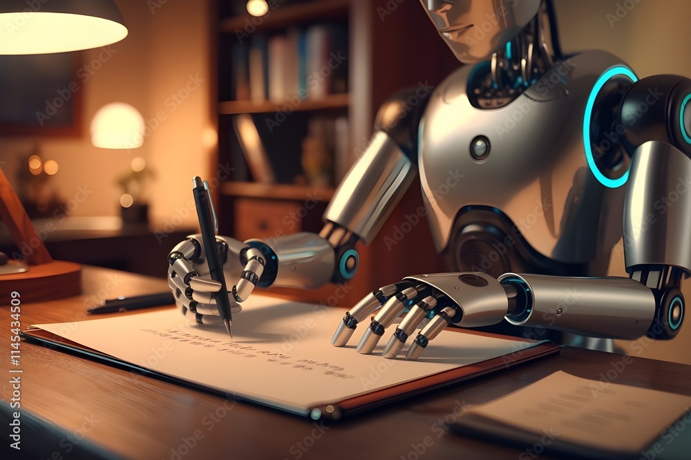 Modern Writing Robot.Modern Robots to Futuristic Concepts. Modern Writing Robot.Modern Robots to Futuristic Concepts.
