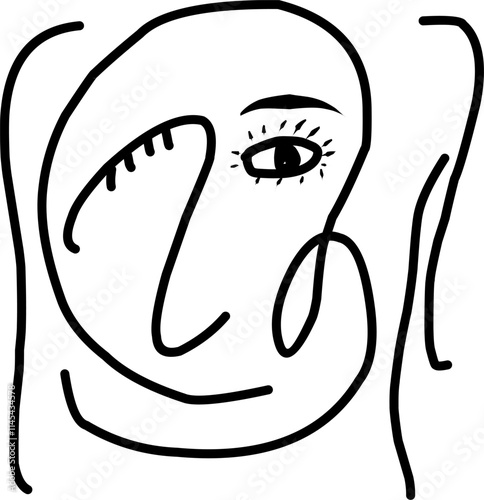 Abstract vector art reminiscent of Picasso's Cubism, portraying human facial portraits with bold black lines.