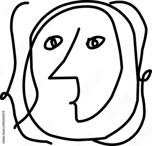 face of a person. abstract image portrait. Abstract vector art reminiscent of Picasso's Cubism, portraying human facial portraits with bold black lines.