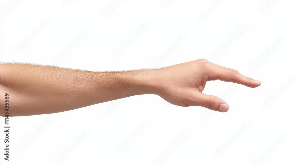 Hand pinching with fingers, showcasing precision, detailed anatomy on a white backdrop, minimalistic and isolated action, measurement concept. Hand pinching with fingers, showcasing precision, detailed anatomy on a white backdrop, minimalistic and isolated action, measurement concept.