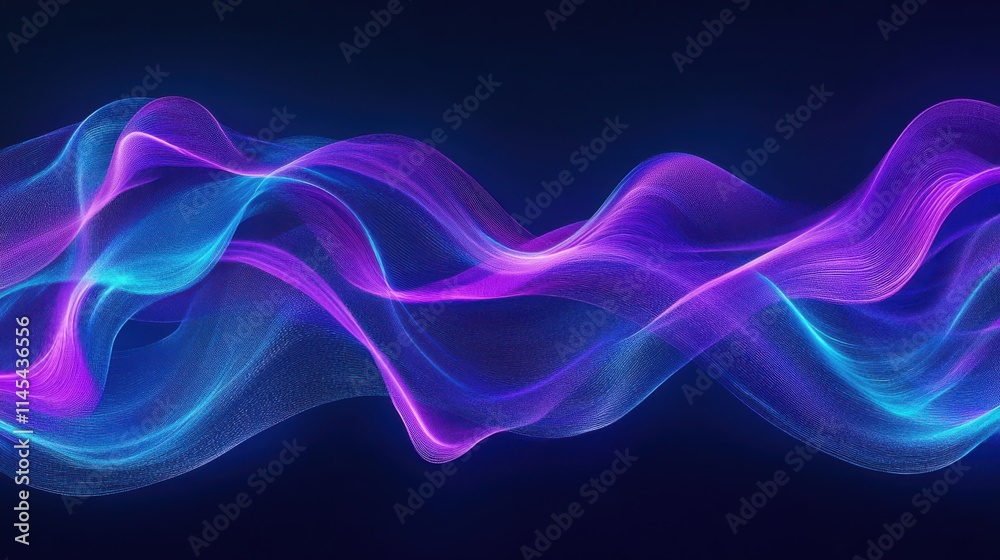 Fototapeta premium Abstract Blue And Purple Wavy Light Trails Design