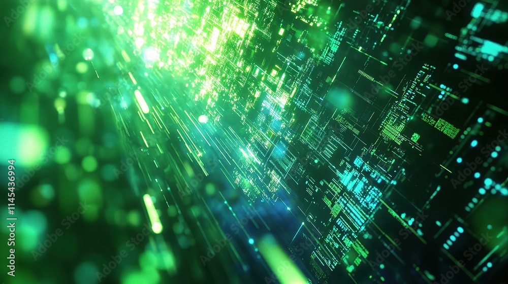 Abstract Digital Interface with Bright Green and Blue Elements Abstract Digital Interface with Bright Green and Blue Elements