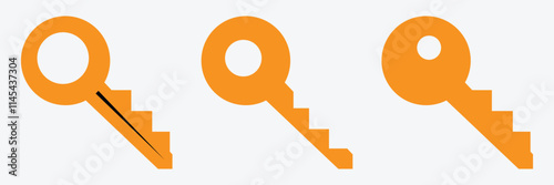 Keys and padlock silhouette. key icon set. key lock icon , access account login password icons - house key icon security symbol. Vector illustration.