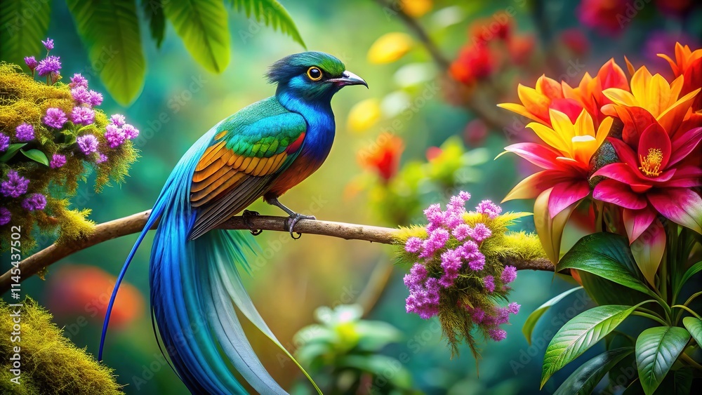 Fototapeta premium Bird of Paradise Panoramic Painting - AI Generated Art