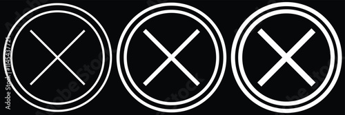 cancel x vector icon. Wrong icons. Abstract hand-drawn NO button for checkbox voting. 