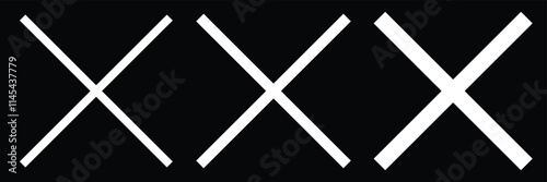 cancel x vector icon. Wrong icons. Abstract hand-drawn NO button for checkbox voting. 