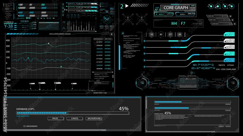Futuristic Interface, Hud, Fui, Digital Screen Glass Panel, Control Dashboard