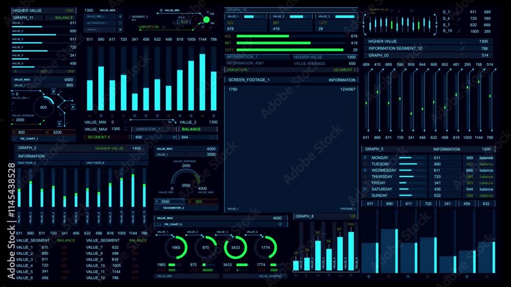 Futuristic Interface, Hud, Fui, Digital Screen Glass Panel, Control Dashboard