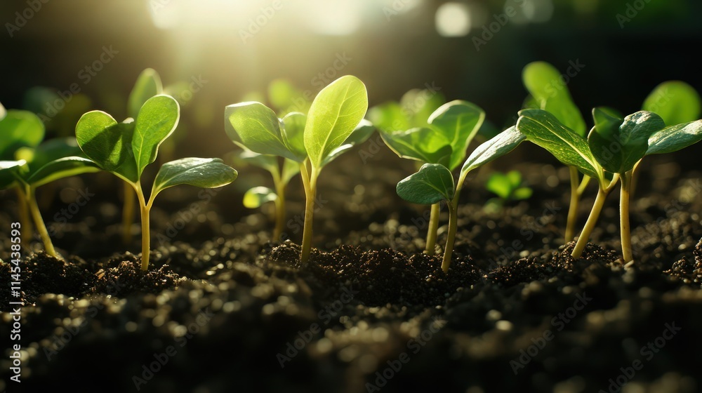 The Sapling are growing from the soil with sunlight The Sapling are growing from the soil with sunlight