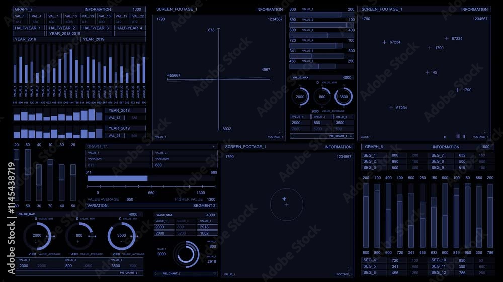 Futuristic Interface, Hud, Fui, Digital Screen Glass Panel, Control Dashboard