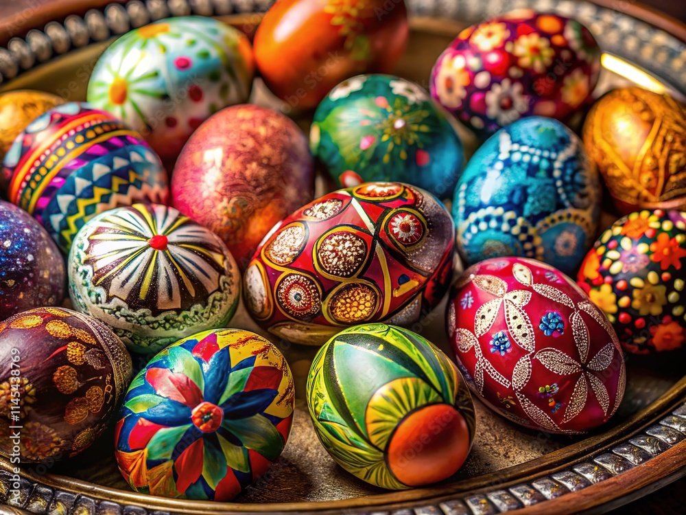 Colorful Easter Eggs Plate - Festive Spring Display Colorful Easter Eggs Plate - Festive Spring Display