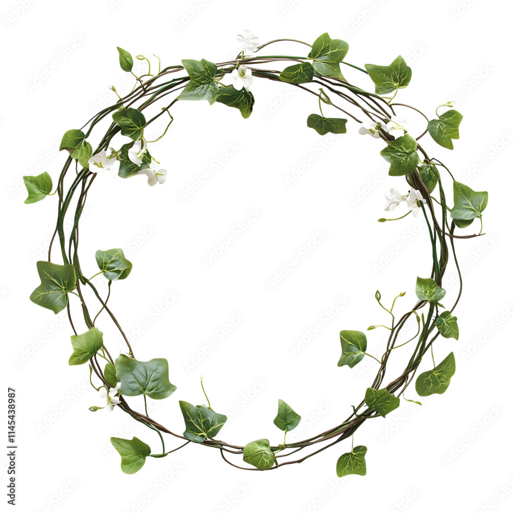 Ivy Vine Wreath with Flowers Isolated on Transparent Background Ivy Vine Wreath with Flowers Isolated on Transparent Background