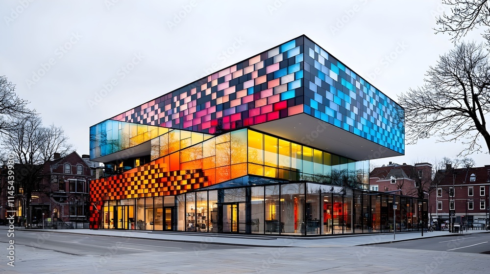 Obraz premium Colorful Modern Building Architecture - Vibrant colors and bold de.