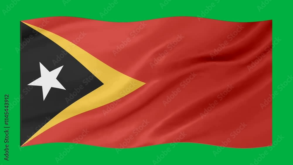 East Timor waving flag loop animation with glowing 3d shade isolated on green background East Timor waving flag loop animation with glowing 3d shade isolated on green background
