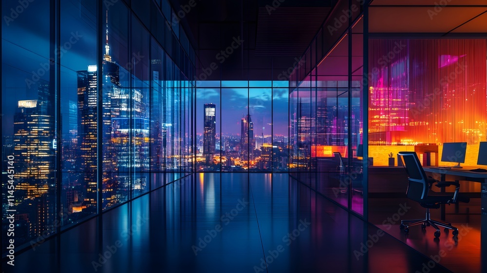 Night view of a modern AI generated illustration Night view of a modern AI generated illustration