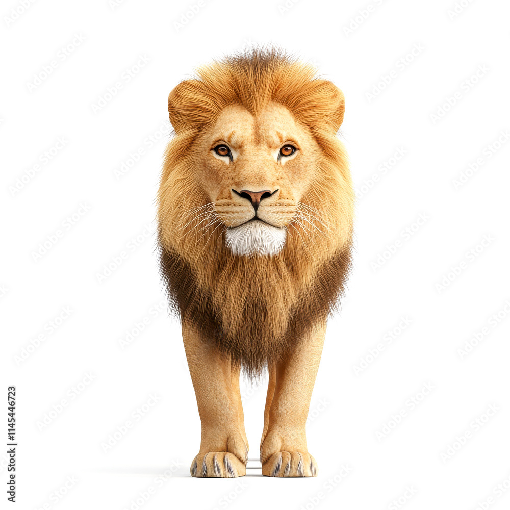 Obraz premium A majestic lion stands confidently, showcasing its powerful presence and magnificent mane.