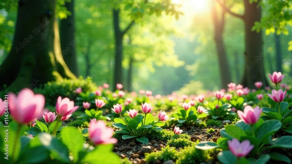 Lush Spring Bloom, Vibrant Green Nature, Deep Forest Mood Lush Spring Bloom, Vibrant Green Nature, Deep Forest Mood