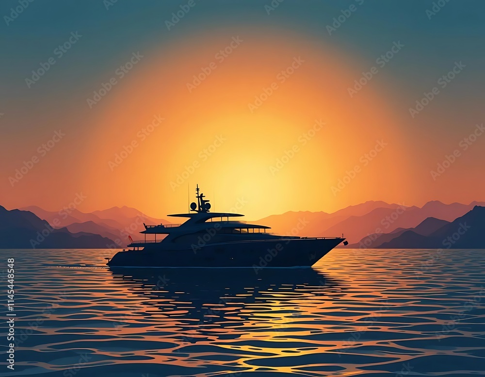 Fototapeta premium Yacht at ocean Sunset
