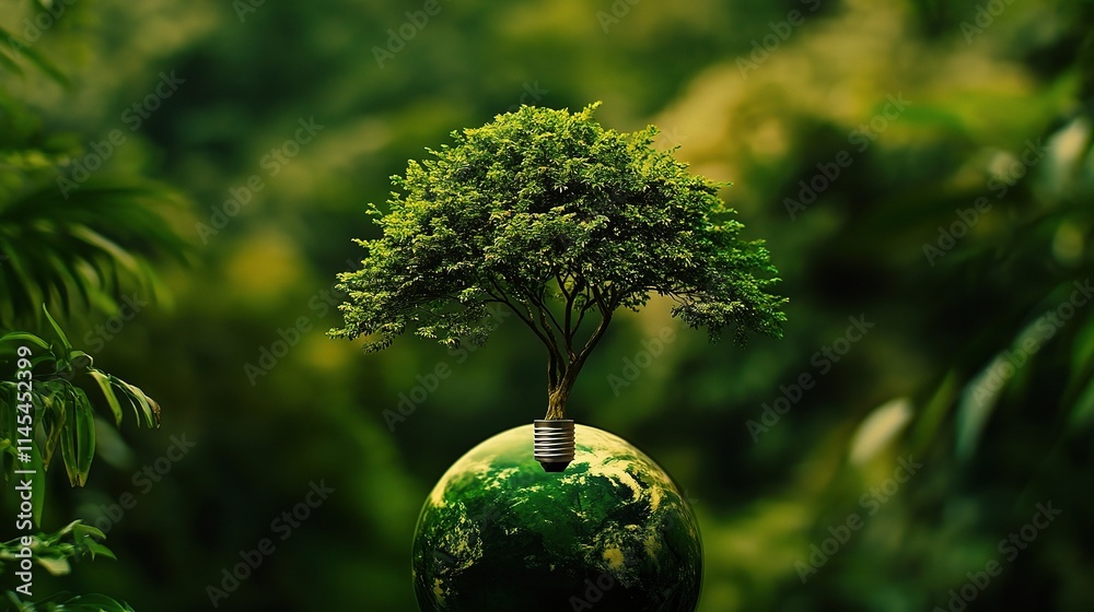 Lush Tropical Tree on Globe Highlighting Nature's Beauty Lush Tropical Tree on Globe Highlighting Nature's Beauty