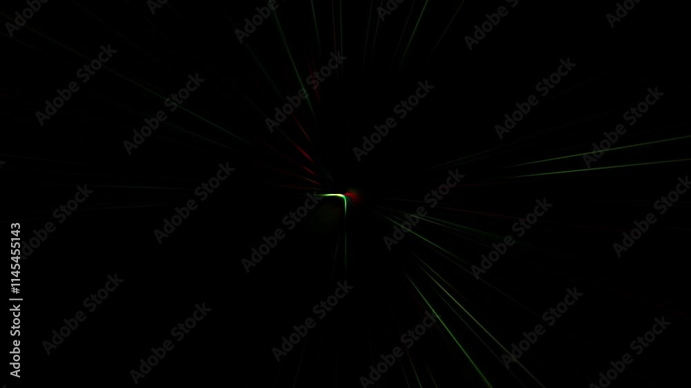 Glowing light beams animation on a black background