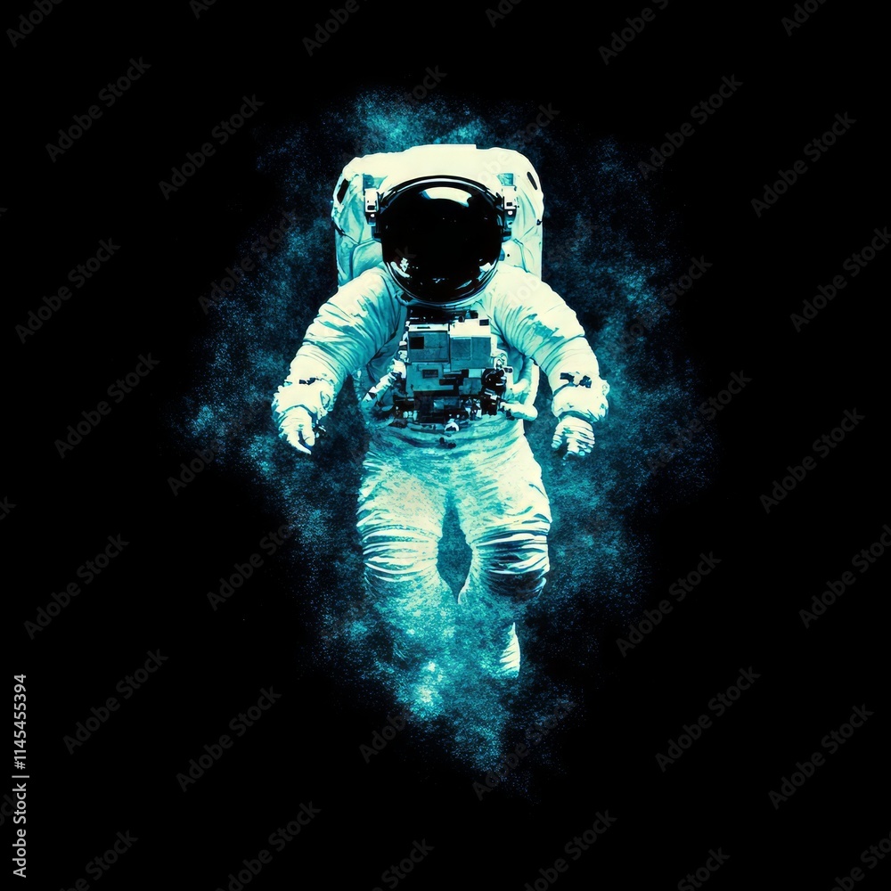 Fototapeta premium Astronaut in Space Dust, Celestial Exploration, Cosmic Journey