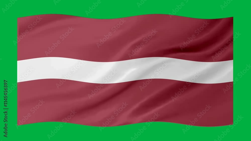 Latvia waving flag loop animation with glowing 3d shade isolated on green background Latvia waving flag loop animation with glowing 3d shade isolated on green background