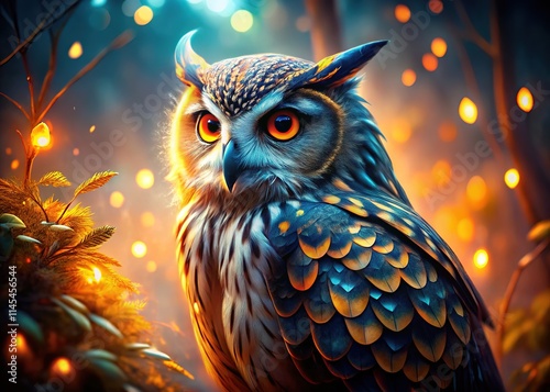 Majestic Glowing Owl Tilt-Shift Masterpiece - AI Art photo