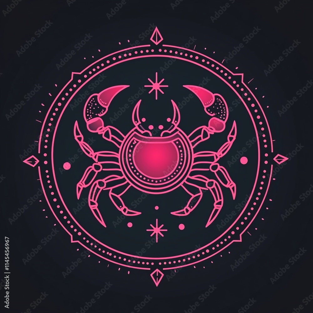 Celestial Crab Pink Zodiac Constellation Art Celestial Crab Pink Zodiac Constellation Art