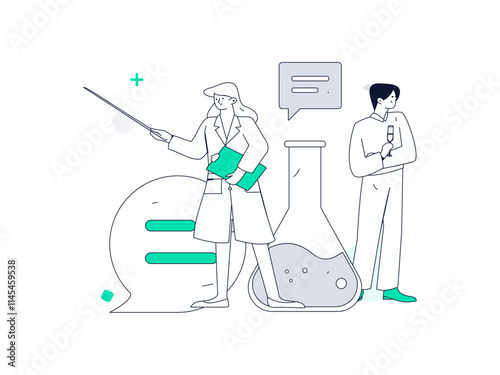 Doctor examines patient flat vector concept operation hand drawn illustration
