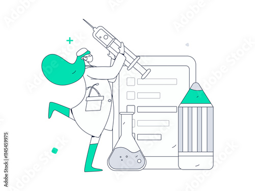 Doctor examines patient flat vector concept operation hand drawn illustration
