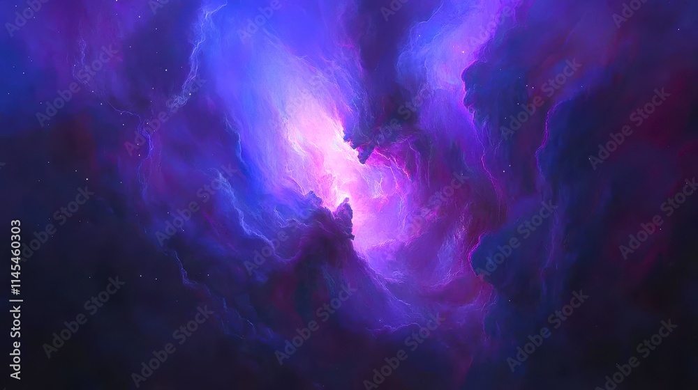 Vibrant Cosmic Nebula in Deep Space with Purple and Blue Hues Vibrant Cosmic Nebula in Deep Space with Purple and Blue Hues