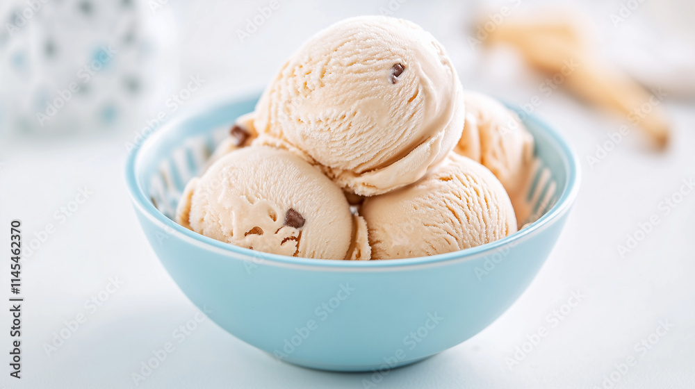 Homemade ice cream scoops in a bowl
Homemade ice cream scoops in a bowl