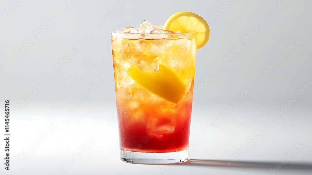 Vibrantly Layered Drink Photo With Fruit Slice Mockup Wide Shot. AI Generated Vibrantly Layered Drink Photo With Fruit Slice Mockup Wide Shot. AI Generated