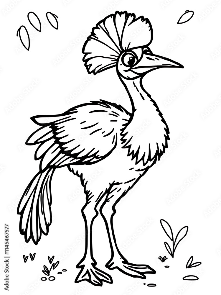 Whimsical bird stands proudly hand drawn sketch on simple field. AI Generated Whimsical bird stands proudly hand drawn sketch on simple field. AI Generated