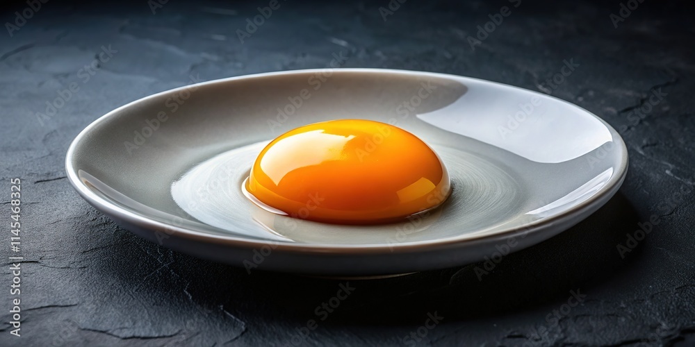 Vibrant Egg Yolk on White Plate - Culinary Panorama Vibrant Egg Yolk on White Plate - Culinary Panorama