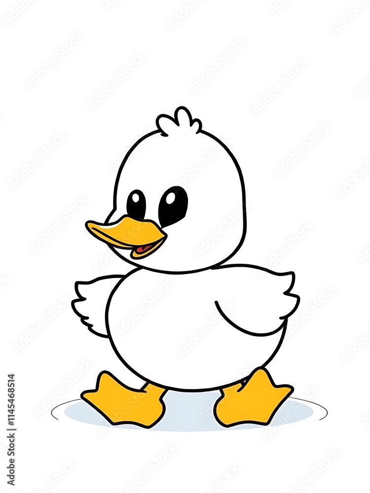 Cute white duckling walking vector art minimalist style. AI Generated Cute white duckling walking vector art minimalist style. AI Generated