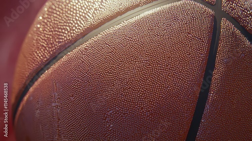 Close-up of Textured Basketball Surface with Water Droplets