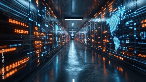 Wallpaper Mural Futuristic data corridor with glowing elements. Torontodigital.ca