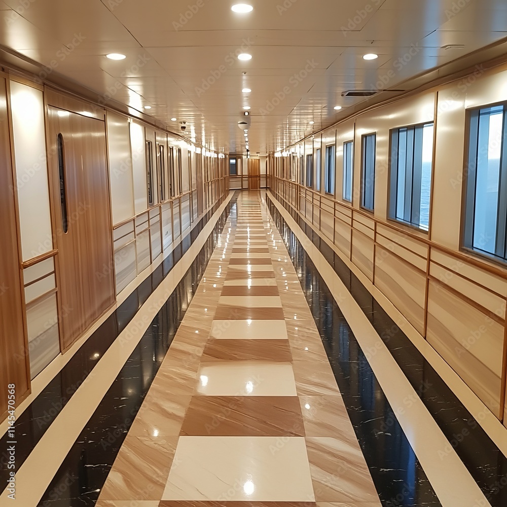 Fototapeta premium Elegant Corridor Interior Design of a Vessel