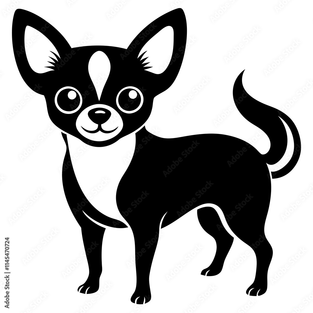 Chihuahua Dog Silhouette on White Background in Vector illustration Chihuahua Dog Silhouette on White Background in Vector illustration