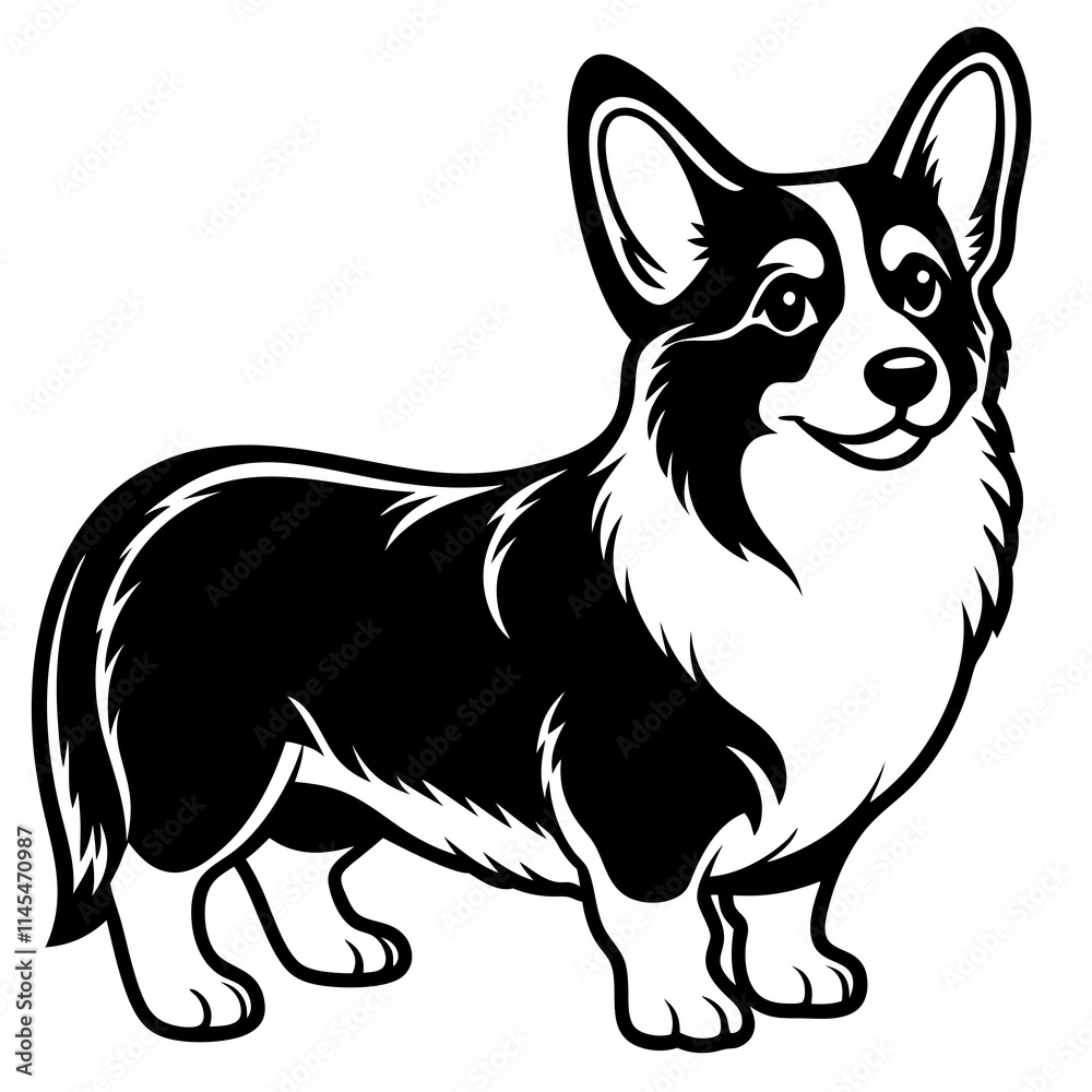 Fototapeta premium Dog Silhouette on White Background in Vector illustration 