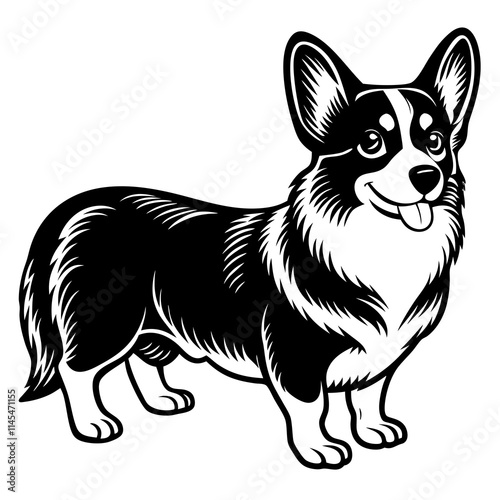 Dog Silhouette on White Background in Vector illustration  